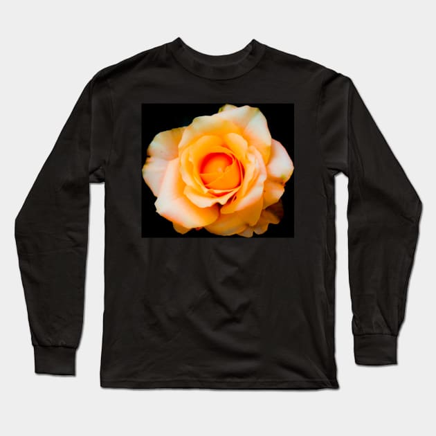 Yellow white rose blossom with orange center Long Sleeve T-Shirt by kall3bu